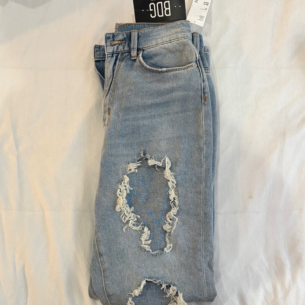 High Rise Distressed Mom Jeans